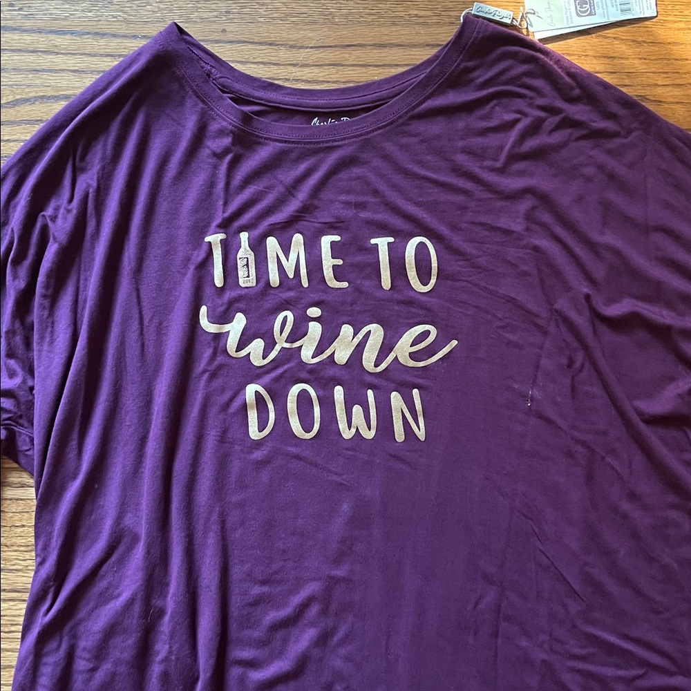 Charlie Paige Maroon Tee with Gold  Text NWT size L/XL